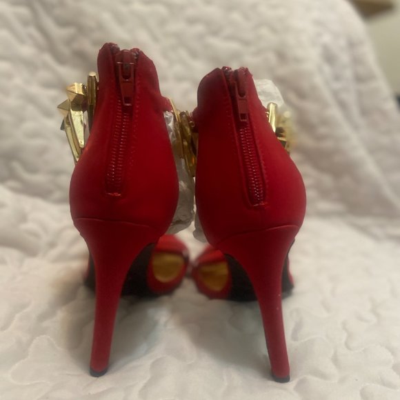 Red Ankle Spike Heels - Size 7-1/2 - Picture 2 of 3